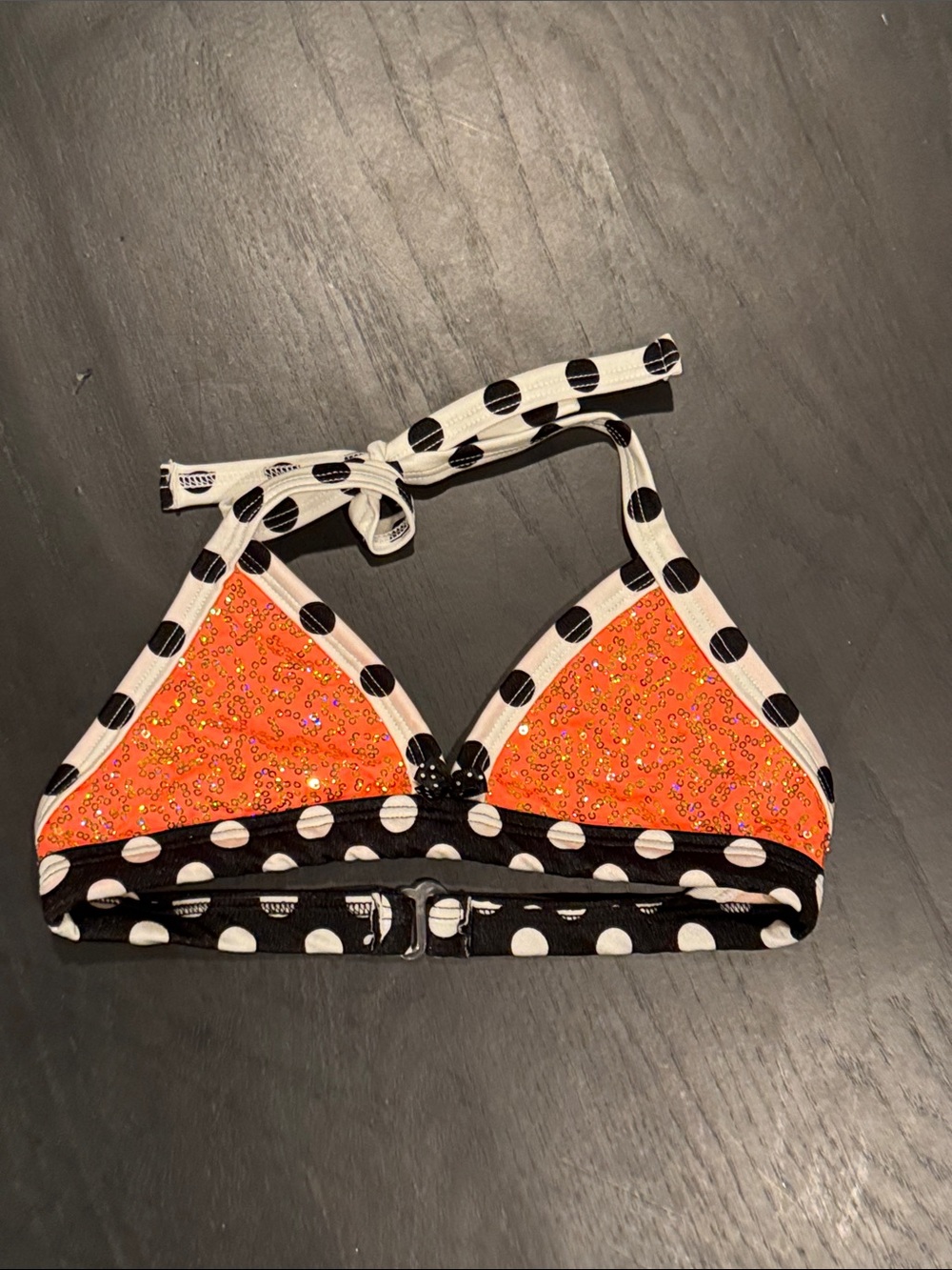 Polka Dot Halter Bikini Top with Peach Cups
